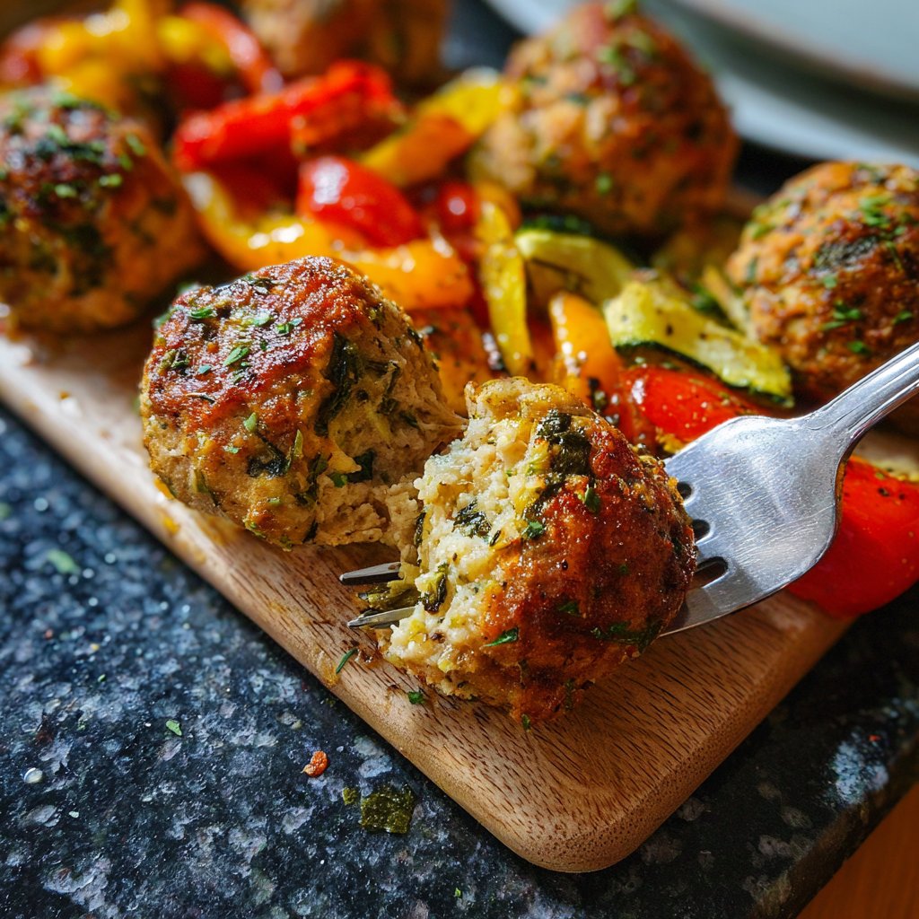 Turkey Meatballs with Roasted Veggies