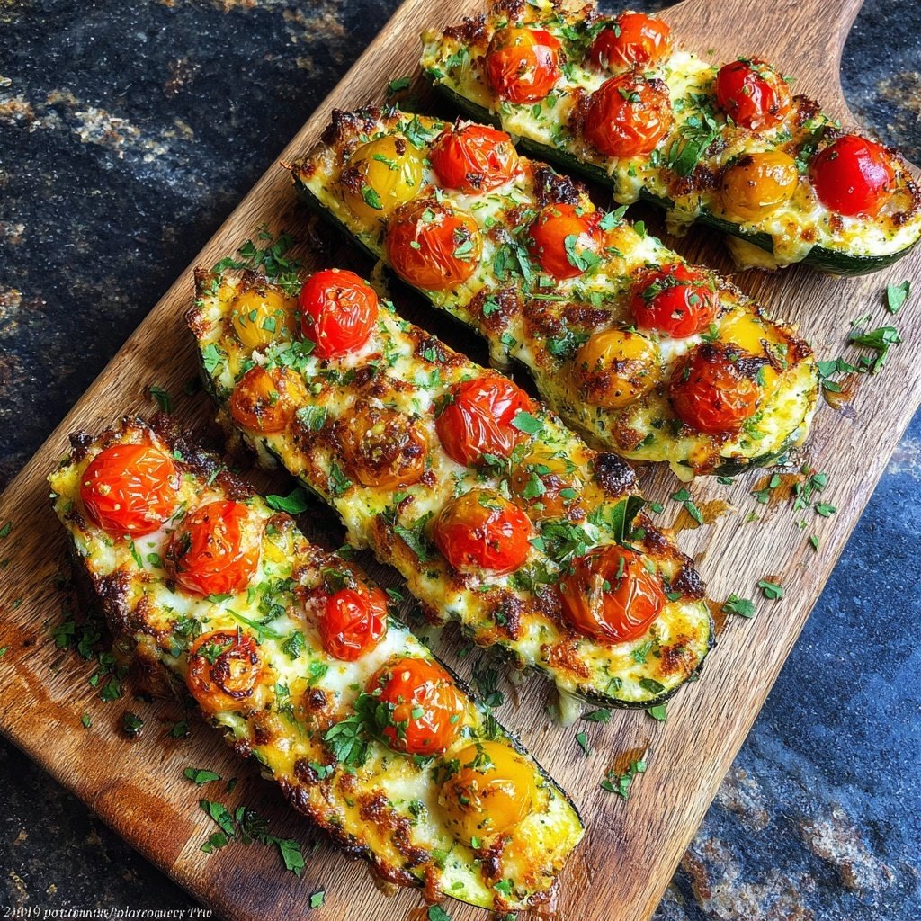 Stuffed Zucchini Boats with Feta