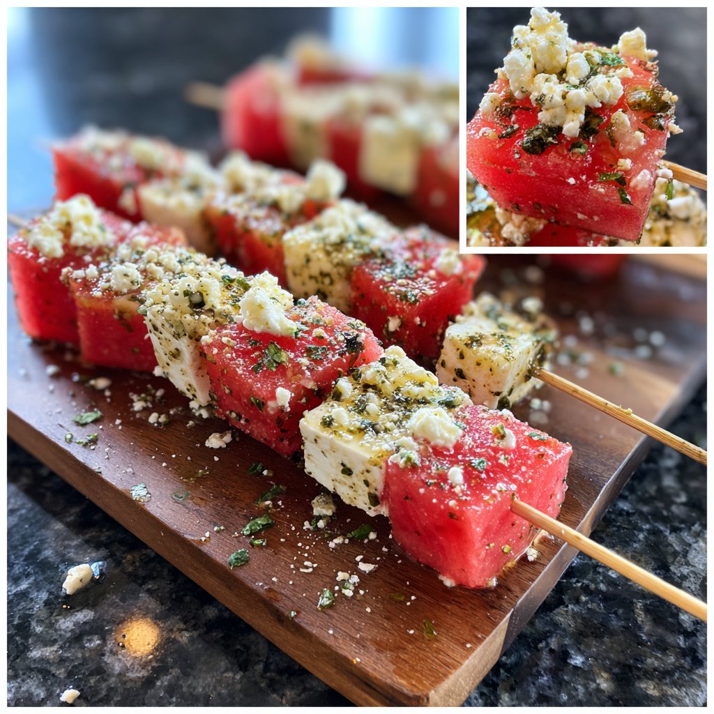 Tangy Watermelon Feta Skewers